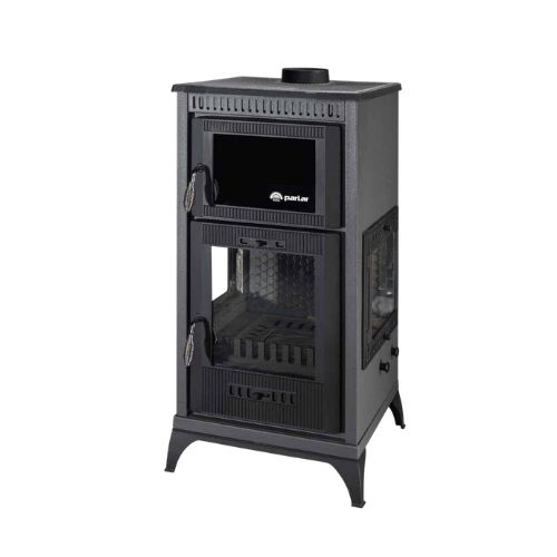 Печь-камин PARLAR S-200-YC с духовым шкафом и тремя окнами.