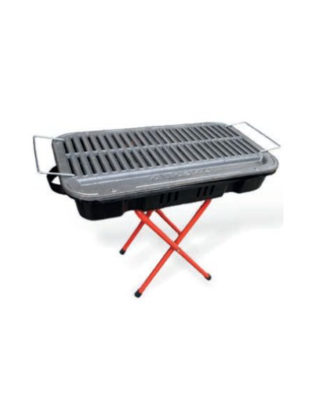 Pres İş - 50cm Cast Iron Grated Legged Enamel BBQ Grill